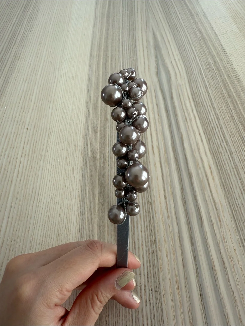 Pearl Cluster Metallic Dusty Lavender Headband